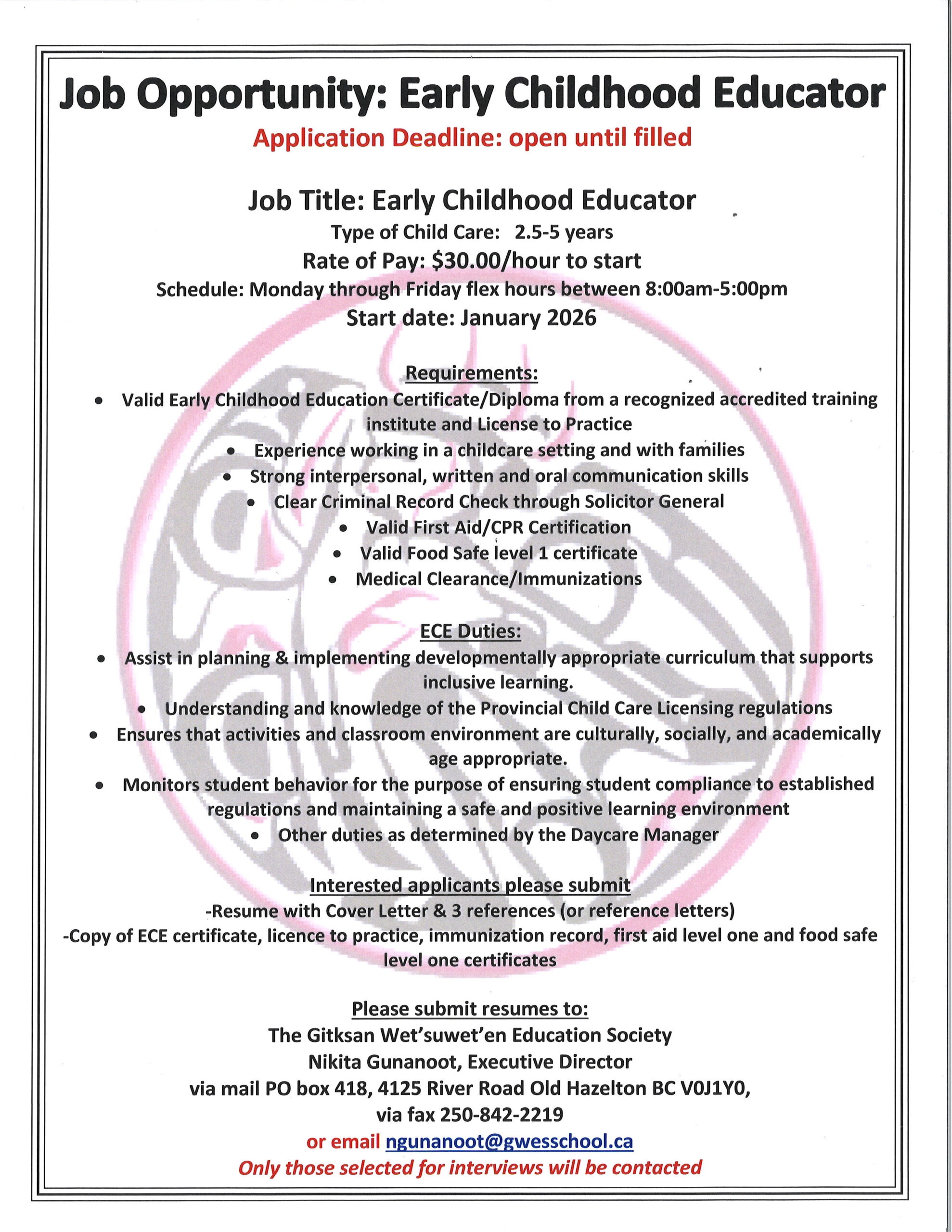 ECE JOB POSTING - NOVEMBER 2025