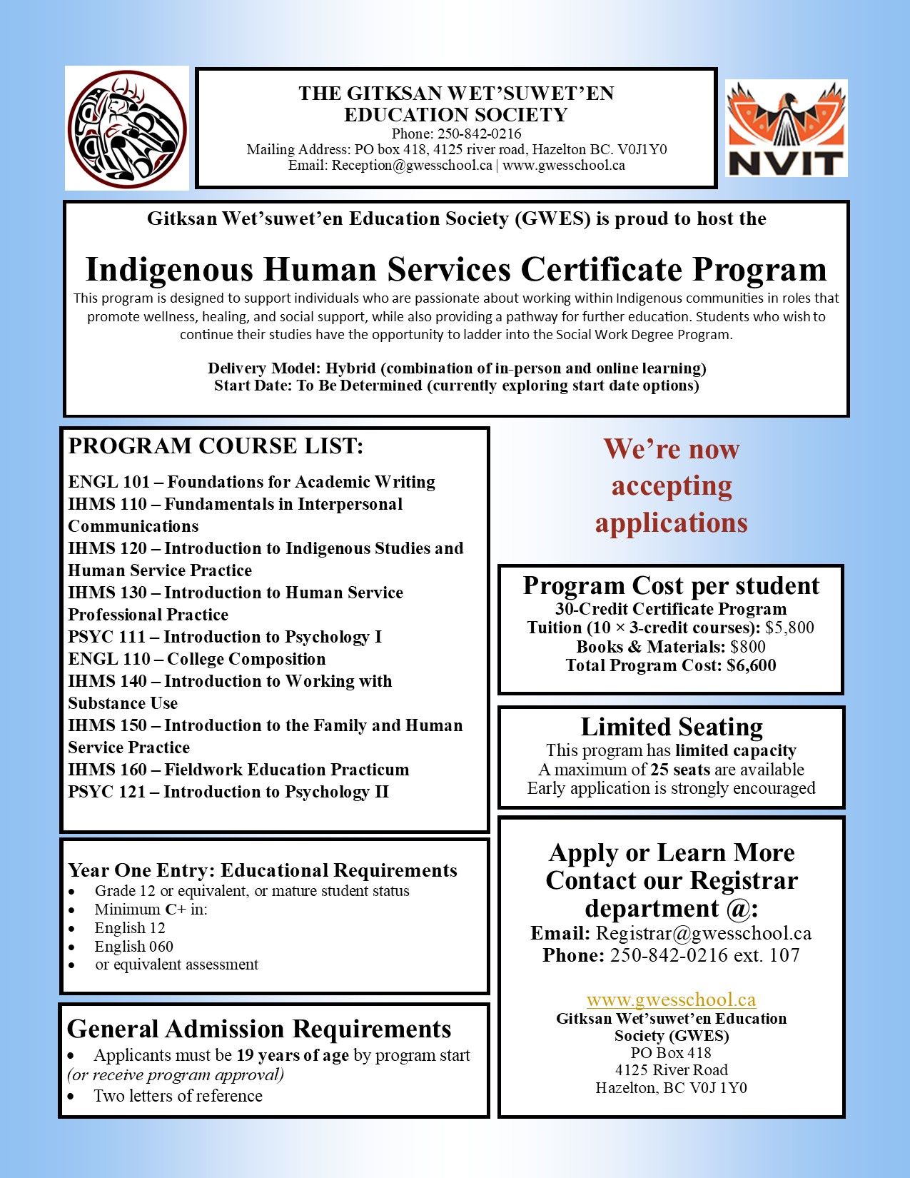 INDIGENOUS HUMAN SERVICES CERTIFICATE PROGRAM - COVER PAGE 2026 - blue edition